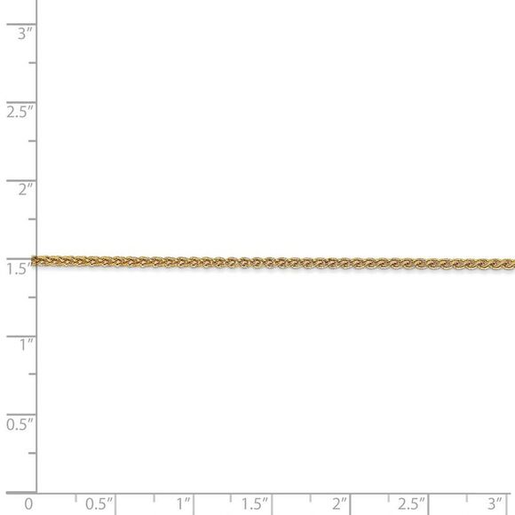 1.65mm, 14k Yellow Gold, Solid Spiga Chain Necklace, 22 Inch - Picture 4 of 7